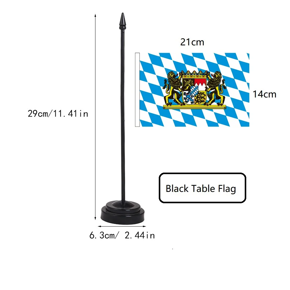 90 x 150 cm großes Bayern-Flaggenbanner, 14 x 21 cm große Bayern-Handflagge/Tischflagge für den Schreibtisch, als Heimdekoration – Detail 6
