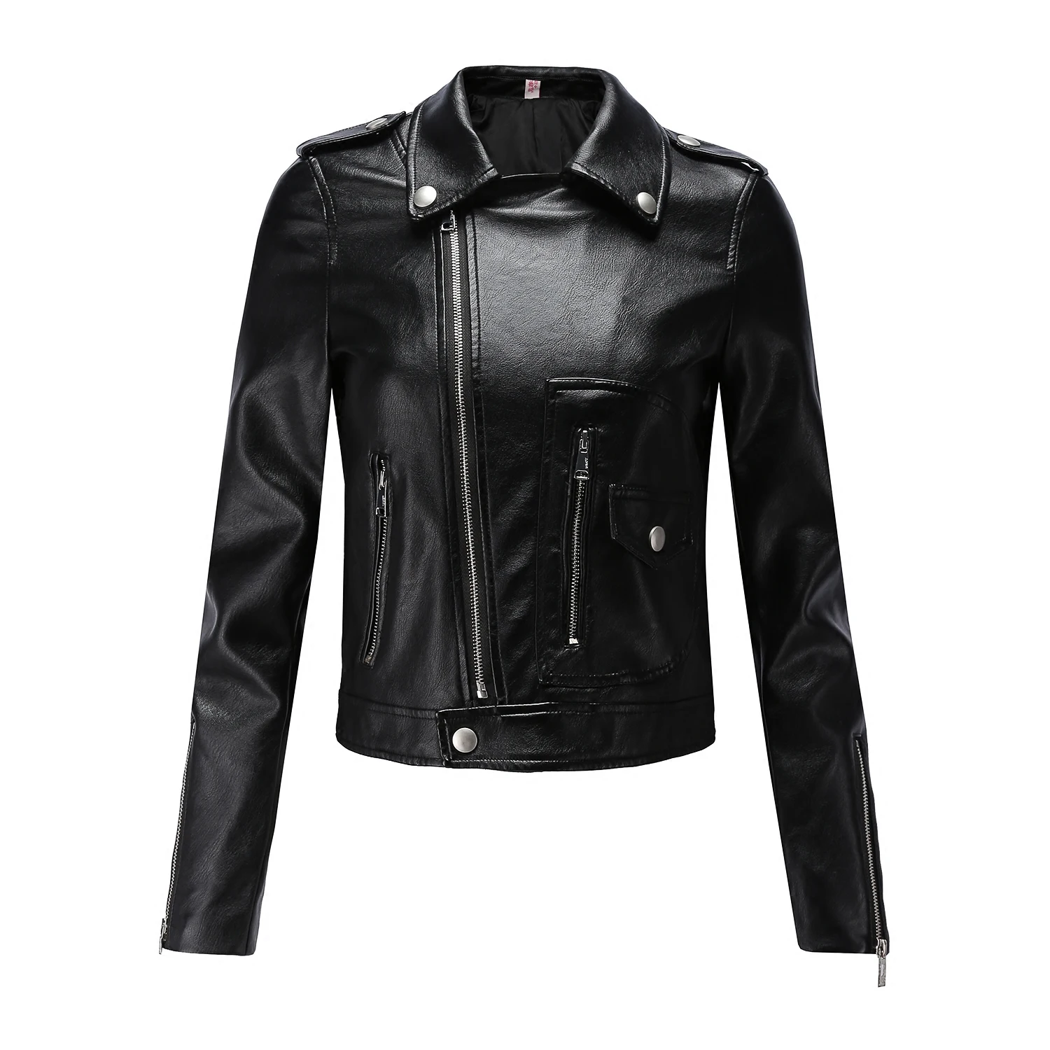 FTLZZ Women Motorcycle Pu Leather Jacket Winter And Spring