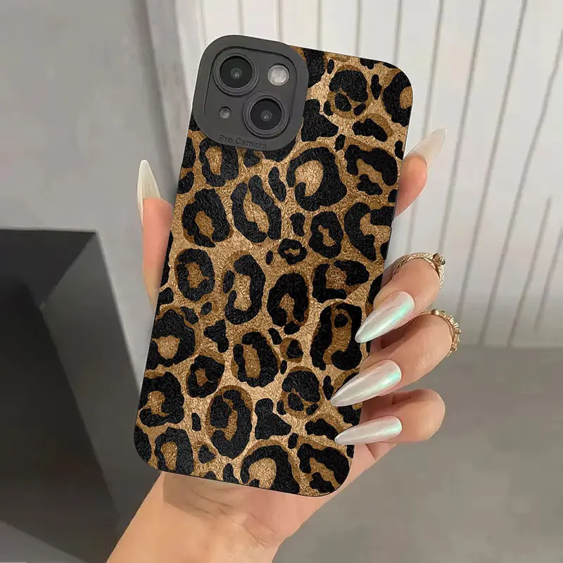 Chic Brown Black Leopard Print Shockproof Phone Case Cover