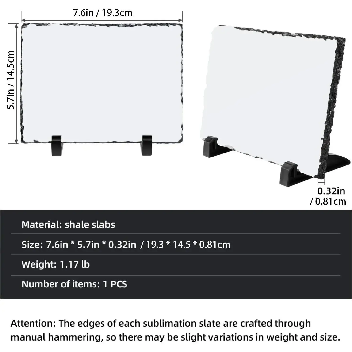 Sublimation Slate Display 1pc Sublimation Slate Blank Personalized Rectangular Heat Press with Stand Heat Tape & Stone Plate