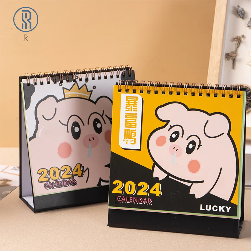 

2024 Cute Cartoon Animal Standing Flip Desktop Calendar Mini Desk Calendar Daily Monthly Planning For Home Desk Decoration