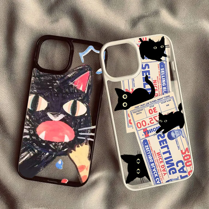 Doodle Angry Cat Shockproof Clear Phone Case