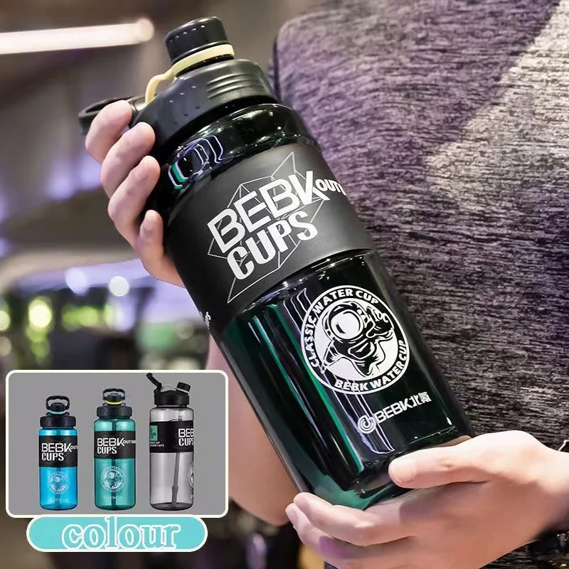 New Sports Water Bottles 3L 2.3L 1.7L Plastic Space Straw Cup Fitness Portable Oversized Drink Bottle Capacity Outdoor Kettle