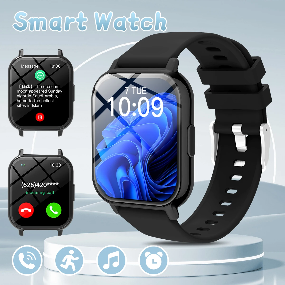 Kinder-Smartwatch, 1,83-Zoll-Bildschirm, Bluetooth-Anruf/Musik, Kamera-Steuerung, Nachricht, Push-260-mAh-Akku, Eltern-Kind-Interaktion, Uhr