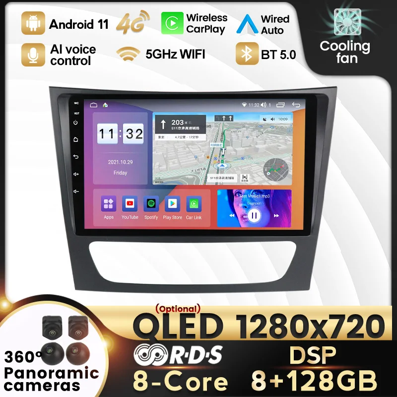 Автомобильный DVD-проигрыватель на Android 11 для Mercedes Benz E-class W211 E200 E220 E300 E350 E240 CLS