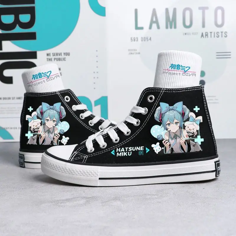 Anime Hatsune Miku Canvas Shoes Cartoon Men's and Women's High-Top