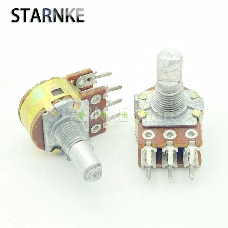 2PCS 16 Type A10K 6-Pin Dual Speaker Amplifier Audio Volume Potentiometer A103 D Shaft Length 15mm