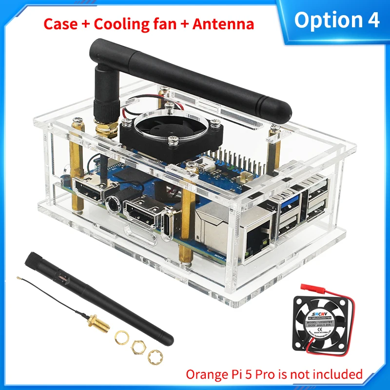 Orange Pi 5 Pro Acrylic Case Transparent Shell Protective Box Optional Cooling F