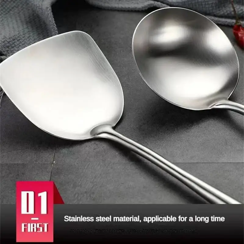 Kitchen Utensils Set 1~9PCS Kitchen Utensils Wok Spatula Iron Ladle Tool Set Spatula Stainless Steel Cooking Equpment Kitchen Accessories