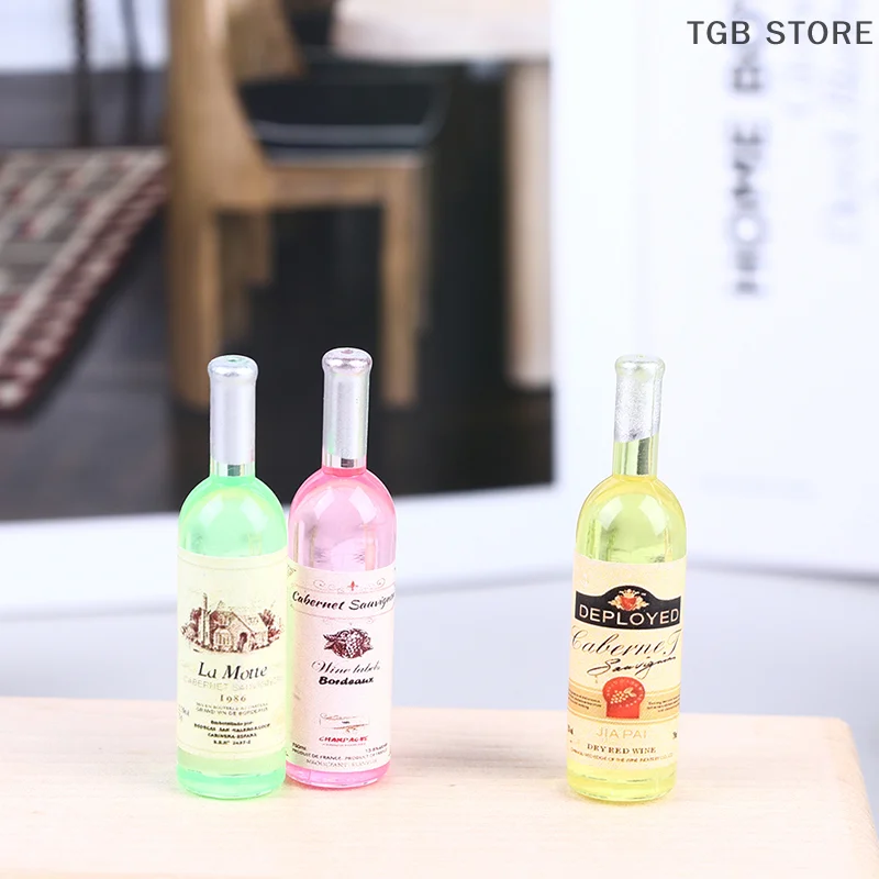 Juego En Miniatura De Botellas De Vino Y Zumo, Tante De Madera Para Vasos, 1:12, Modelo De