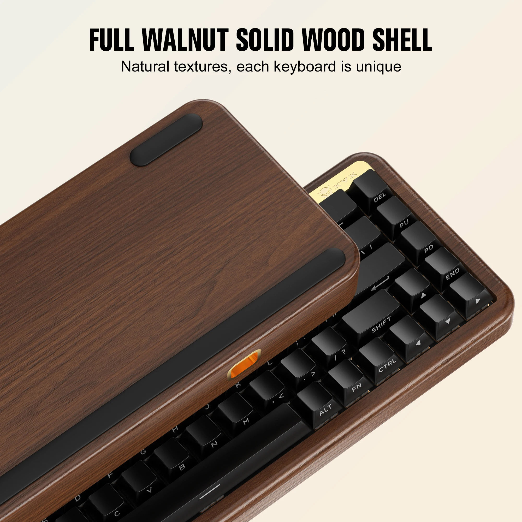 XVX-M68ソリッドウォールナット製メカニカルキーボード,5面昇華型 