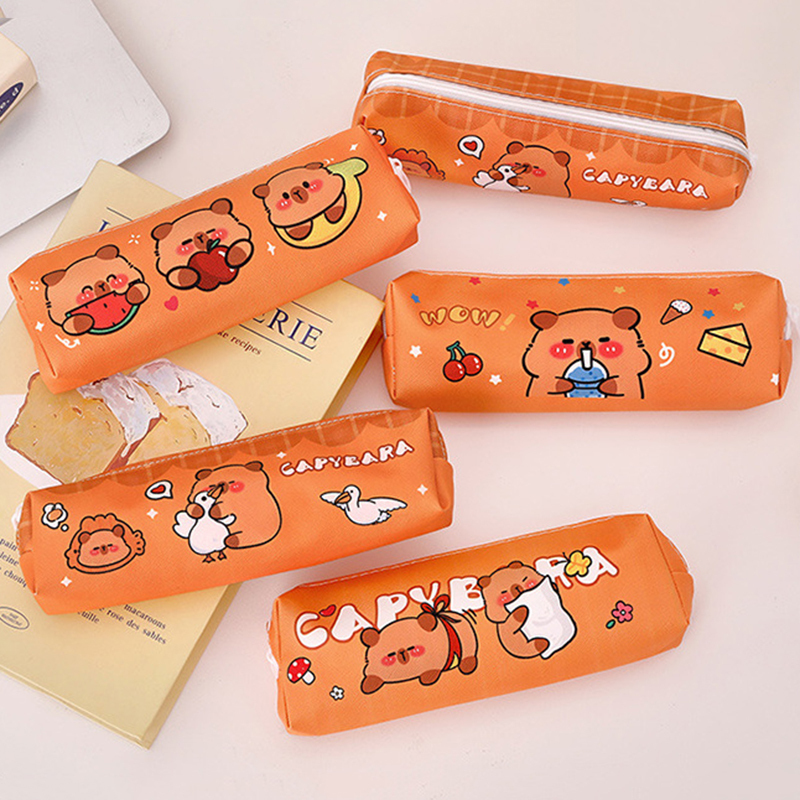1 Piece Lytwtw's Cartoon Capybara Large Capacity Portable Capybara Pen Pencil Pouch Bag School Supplies Stationery