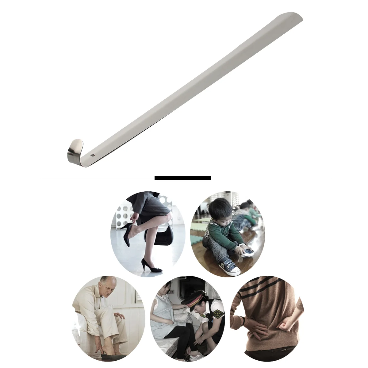 50 CM Boots for Men 50cm Shoe ShoeShort Shoe Horn For Men with Hanging Hole Stainless Steel Man Handheld Shoe Horn