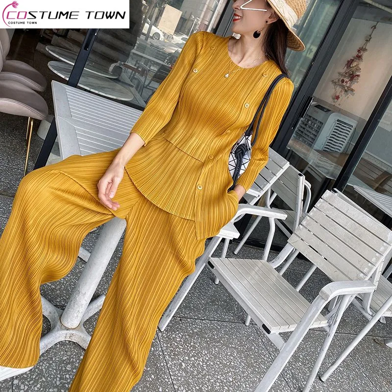 Spring and Summer 2023 New Age Reducing Temperament Fake Two-piece Top Casual Straight Trousers Elegant Women's Two-piece Set tj tianjun new 2020 men s automatic belt buckle fake needle buckle belt leather business casual clip trousers dress belt n333