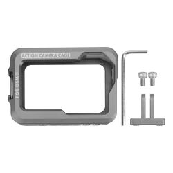Aluminium Alloy Action Camera Protective Cage with Dual Cold Shoe Mounts (WHITE)