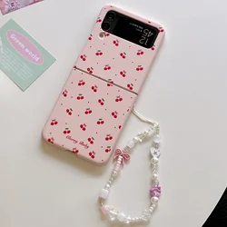 Cherry - Themed Shockproof Bracelet Phone Case with Skin - Feel Texture - Samsung z flip 8 (Cherry GS)