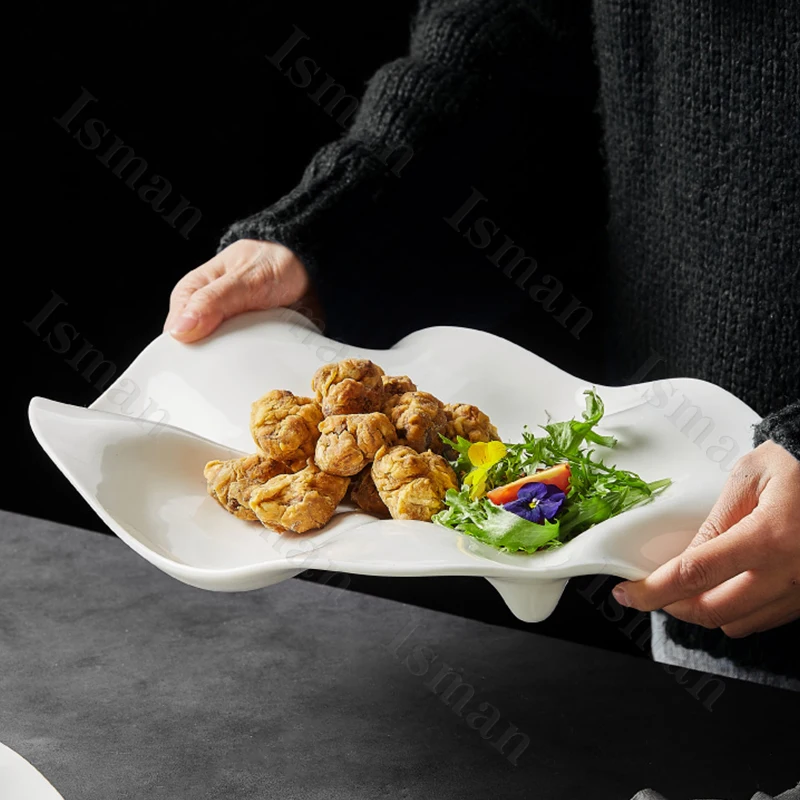 

Посуда в скандинавском стиле необычная керамическая тарелка художественная концепция блюдо молекулярная кухня обеденная тарелка ресторан, обслуживающий поднос