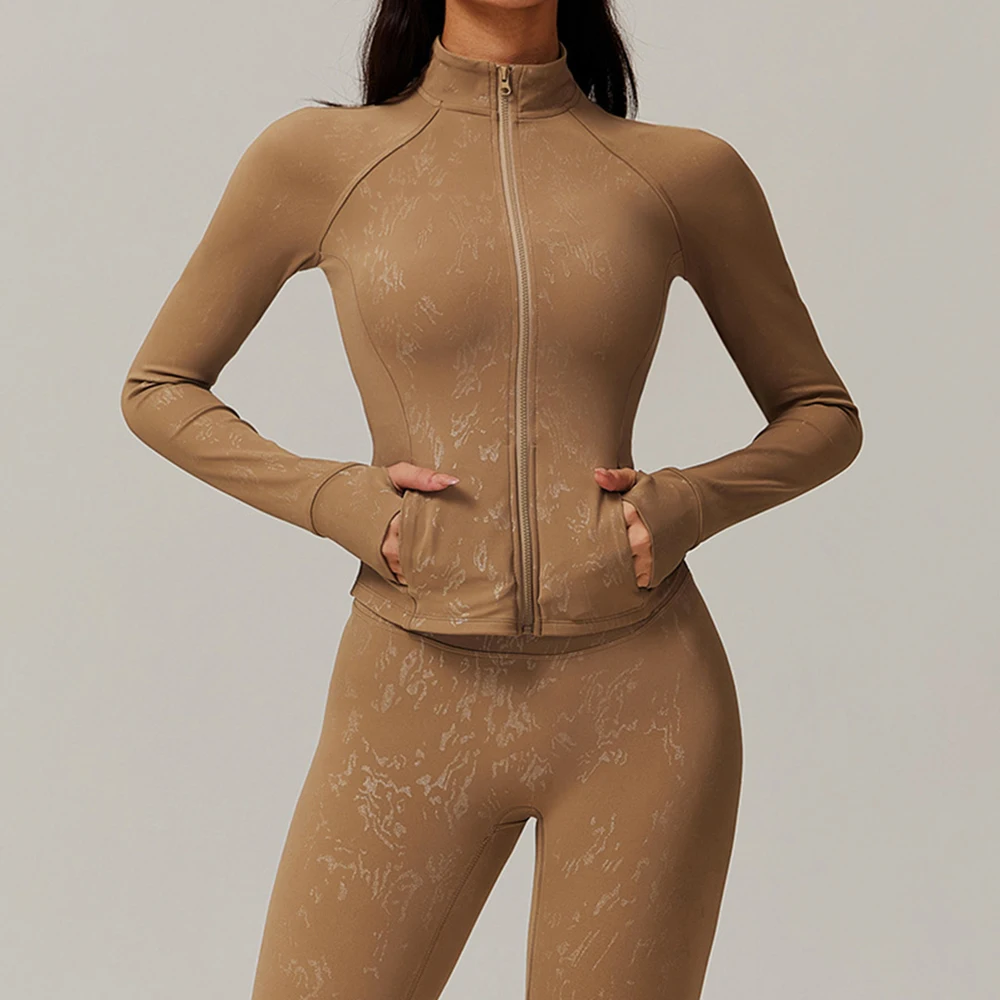 Women's Thumb Jackets New Long Sleeve Running Coat Yoga Gym Fitness Slim Fit zipper Tops Quick-Dry Breathable Sports Shirts