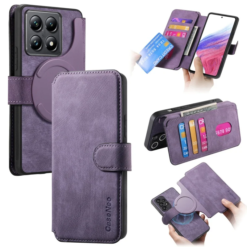 2-in-1 Multi-Card Leather Wallet Phone Case with Retro Magnetic Cover