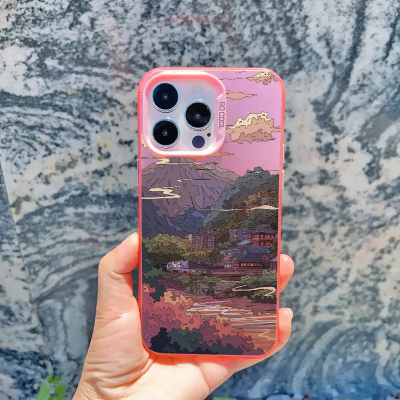 Japan Series Aesthetic Landscape Phone Case - Scenery Back Cover with Laser Design