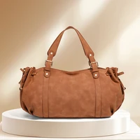Sac à main Vintage en Pu souple pour femmes, grande capacité, nouvelle mode, fourre-tout de couleur unie, sac à bandoulière Design de luxe pour le Style quotidien 5