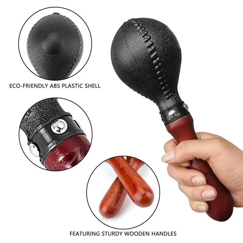 Professional Maracas Pair with ABS Shell and Wooden Handles for Live Performances and Parties