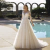 ANGEL Princess Lace Wedding Dresses For Woman Applique 3/4 Sleeves Bride Gowns A-Line Glitter Tulle Illusion Robe De Mariage 1