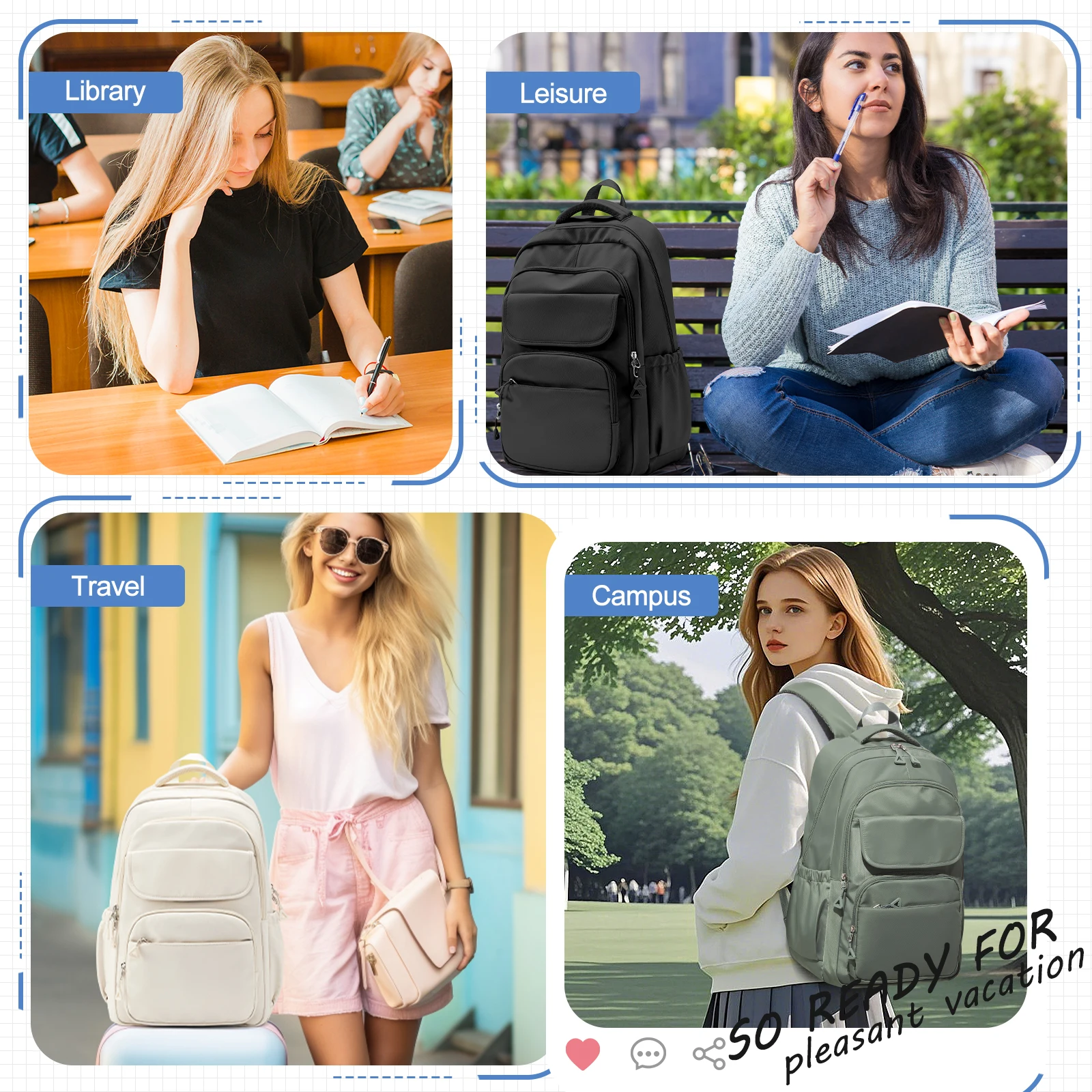 Student Campus Backpack Simple Style College Study Laptop Backpack Youth School Anti-Theft School Backpack, Multi Pocket Bookbag