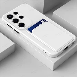 Liquid Silicone Card Holder Phone Case for S24 Ultra (White)
