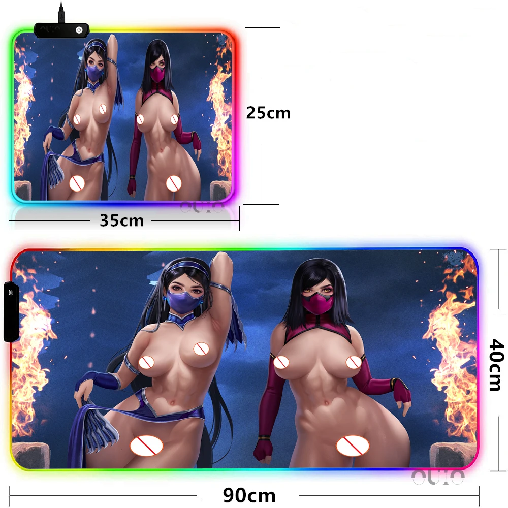 

Mortal Kombat Gaming Mouse Pad Sexy Naked Girls Nipples Big Breast Tits Mouse Pad RGB LED Light Computer Keyboard Mouse Mat XXL