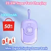 High Capacity 22.5W 10000mAh with Lightning Type-c Cable Mini Digital Display Power Bank with Built-in Cables Ultra-Portable 1