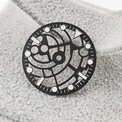 Hollowed Watch Dial 28.5mm with Strong Luminous Glow - Premium Watch Face Accessory (Black)