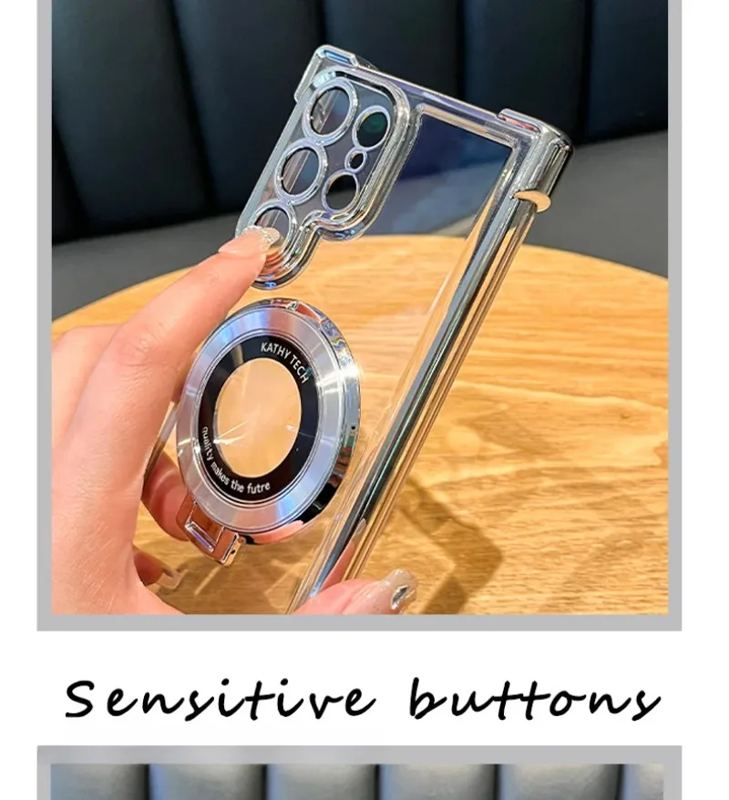 Luxus-Kickstand-Plating-Hülle für Samsung Galaxy S26 S25 S24 S23 S22 S20 FE Note 20 Ultra Stoßfeste Transparente Rückseiten-Schutzhülle – Detail 5
