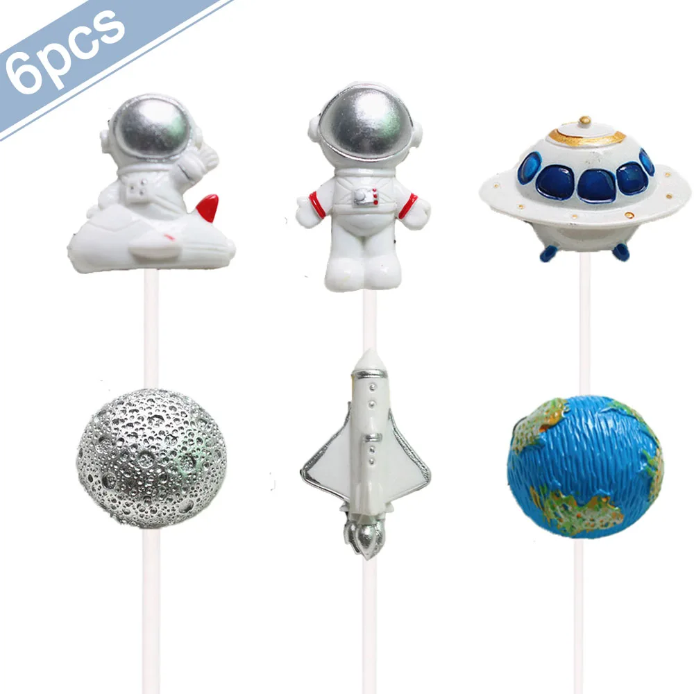 thumbnail image 1 of Decoración para tarta de astronauta, planetas, adornos para tarta de astronauta, adornos para hornear para niños, universo, espacio exterior, suministros para fiesta de cumpleaños, 1 of 5