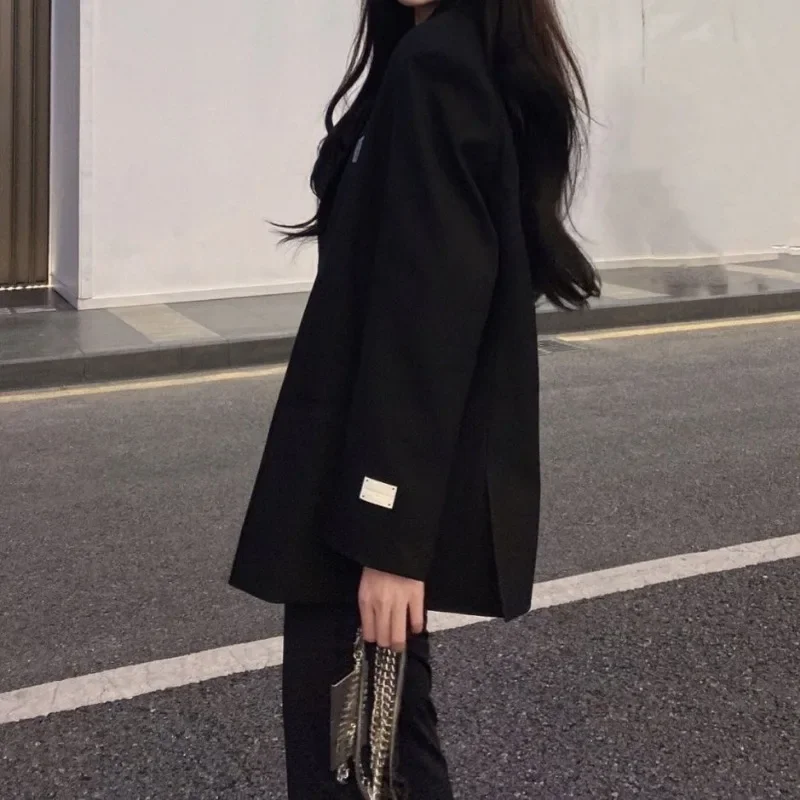 2023New Chic Designer Office Ladies Coats  Luxury Brands Black Blazer Women Long Sleeve Spring Autumn Jacket Slim Korean Fashion