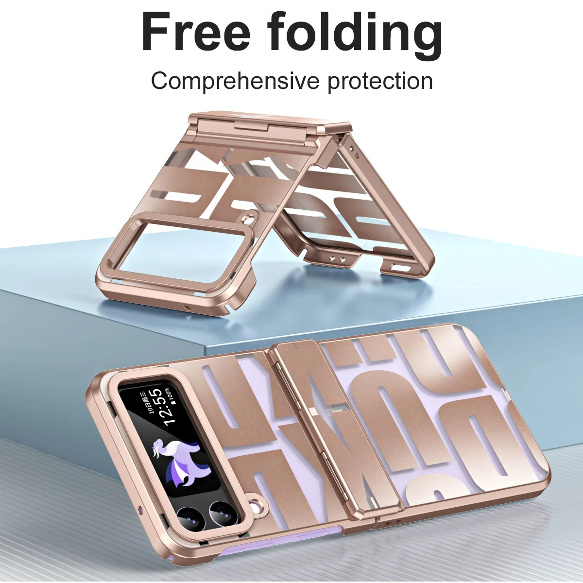 

Роскошный чехол для телефона Samsung Galaxy Z Flip 5,4,3, Flip5, Flip4, Flip3,5G, прозрачная защита петель, защита от падения