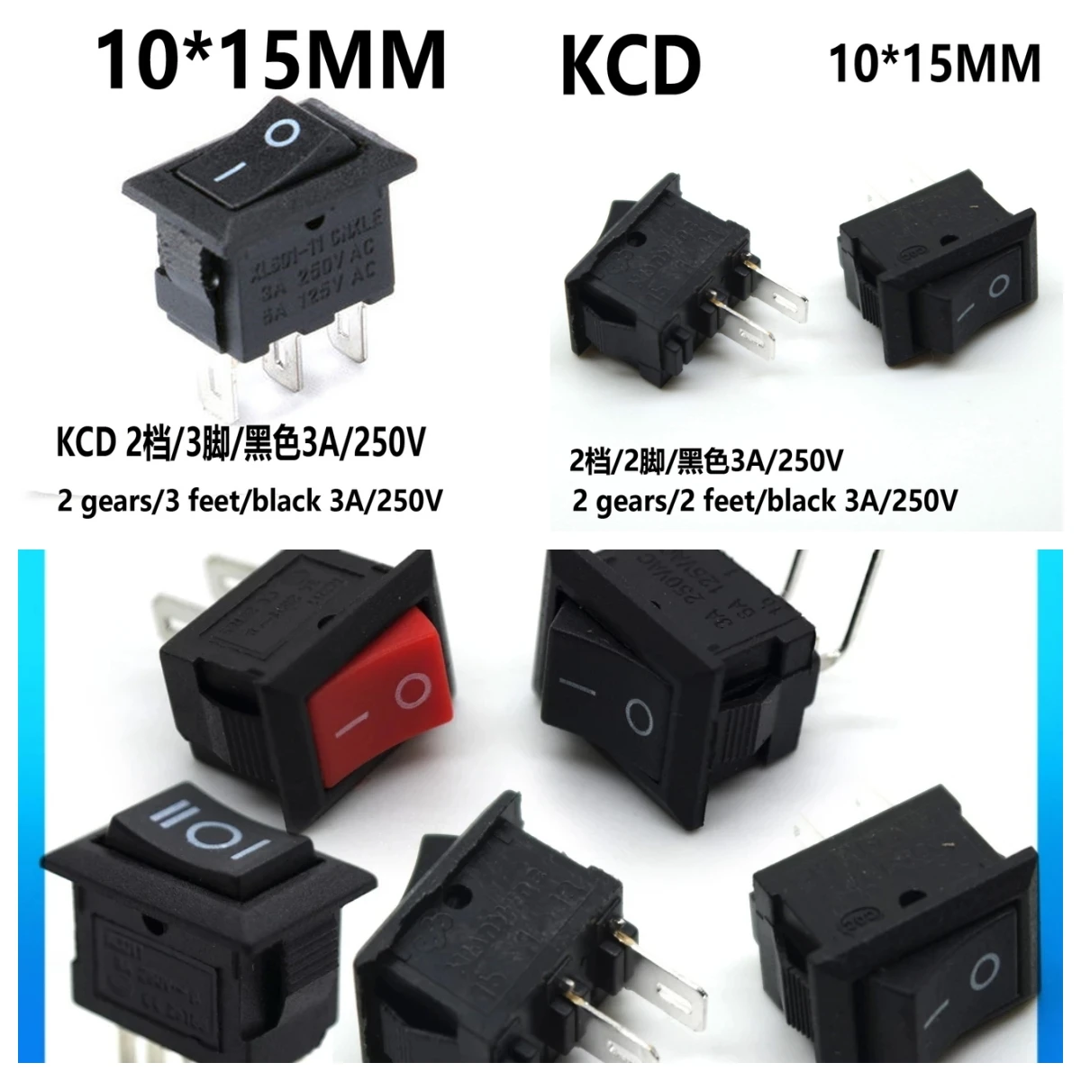 15Pcs Mini Push Button Switch 10mmx15mm SPST 2/3Pin 3A 250VAC 6A125VAC KCD1 Snap-in on/Off Rocker Switch 10MM*15MM Black and Red 380x260x0 15mm fep film for elegoo juipter anycubic photon m3 max sonic mini transform 12 8 13 6 inch lcd 3d printers