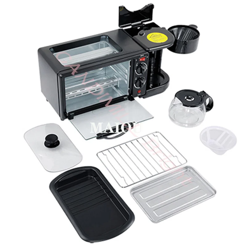 3 In 1 Electric Breakfast Machine Automatic Multifunction Sandwich Coffee Maker Household Mini Oven Bread Pizza Frying Pan