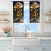 2pcs Mushroom House Pattern Printed Curtain for Home Decor - Rod Pocket Window Treatment for Bedroom, Office, Kitchen 3