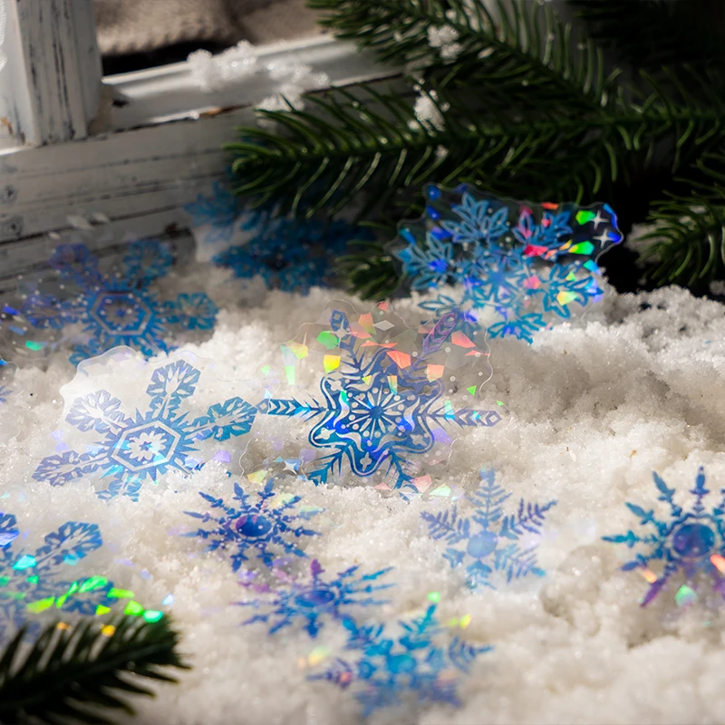 

20 Sheets INS laser Snowflake Style Stickers Diy Diary Scrapbooking Stickers Festival Birthday Party Gift Decorations Labels