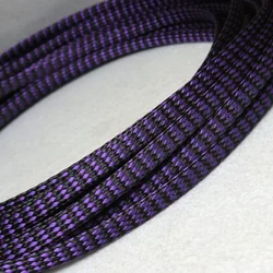 Purple and Black Expandable Cable Sleeve - 12mm Insulated Braid - 4mm 25meter (Purple Black)