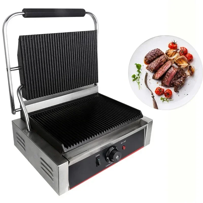 Electric Stripe Grill Commercial Multibaker Sandwich Maker Hot Plate Electric Waffle Maker Steak Making Machine Bread Device