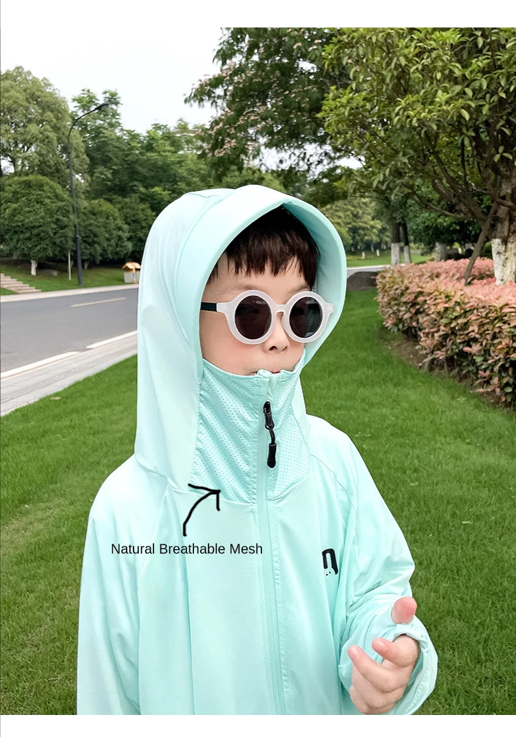 Eisdünne Kinder Outdoor-Kleidung Jungen Atmungsaktiver Hoodie Mädchen Sommer Radfahren Sonnenschutzjacke Mehrfarbige Kinderkleidung_voghion.com