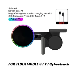Magnetic Wireless Charger Car Phone Mount Holder with 15W Fast Charging (RGB)