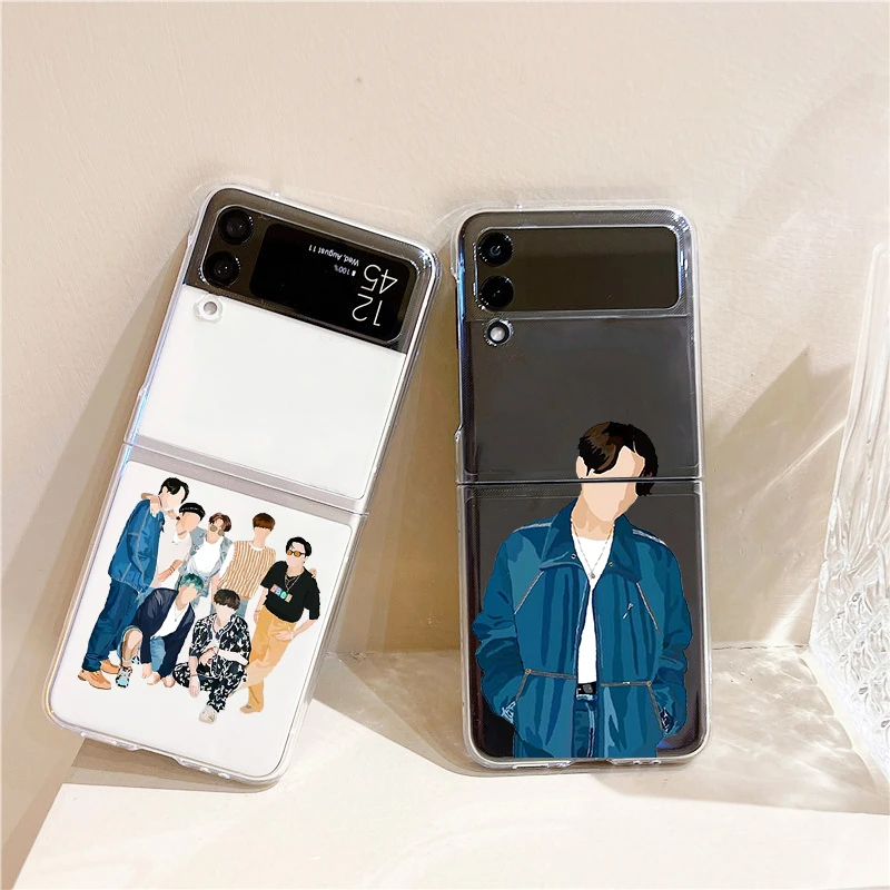 case for samsung z flip 3 Phone Case For Samsung Galaxy Z Flip 3 5G Fashion Kpop Korean DYNAMITE Hard PC Cover For Galaxy Z Flip Flip3 Transparent Fundas case for samsung z flip 3