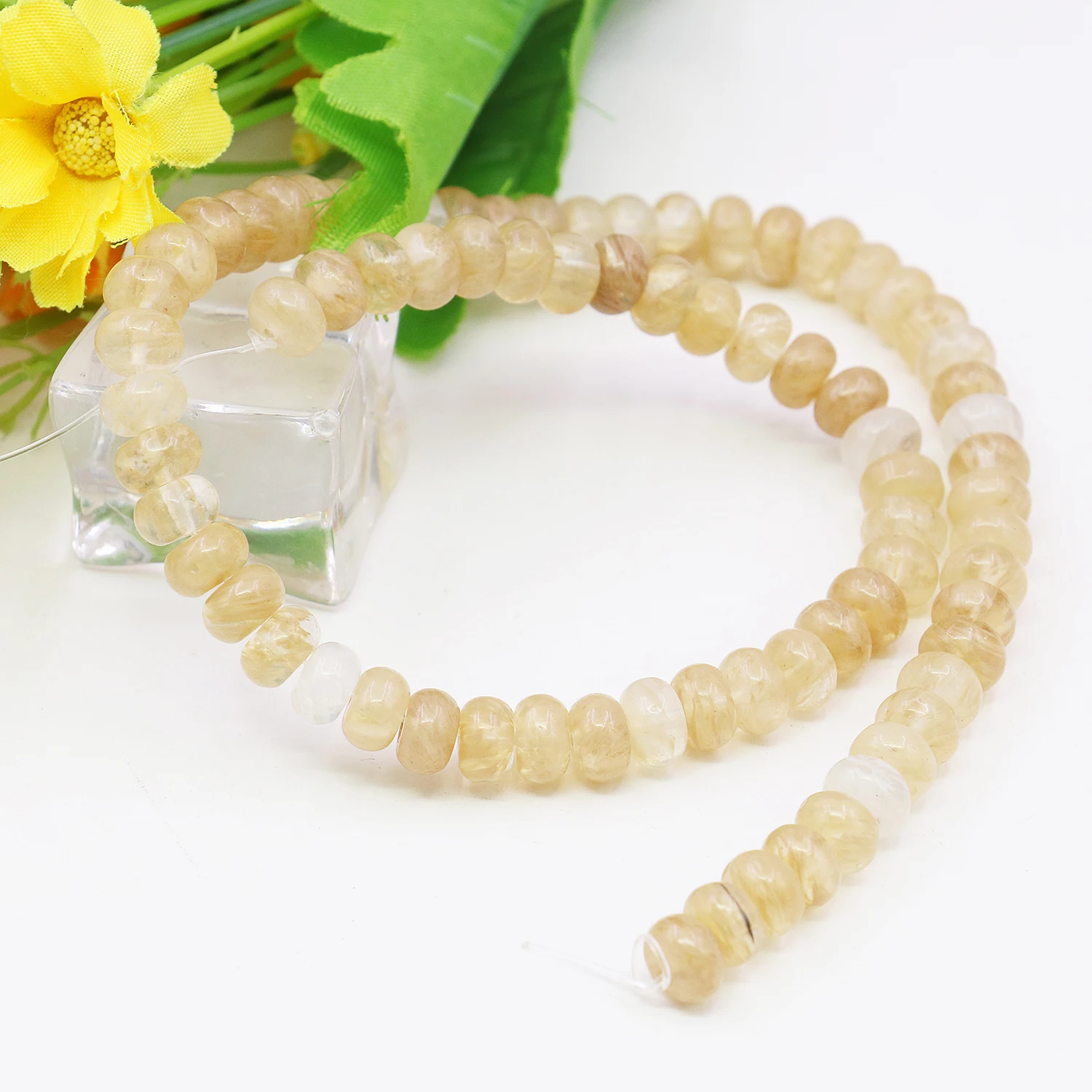5x8mm Natural Yellow Crystal Abacus Loose Beads DIY Stone,Transparent Patterned Jewelry Making, Women's Gift Necklace/bracelet