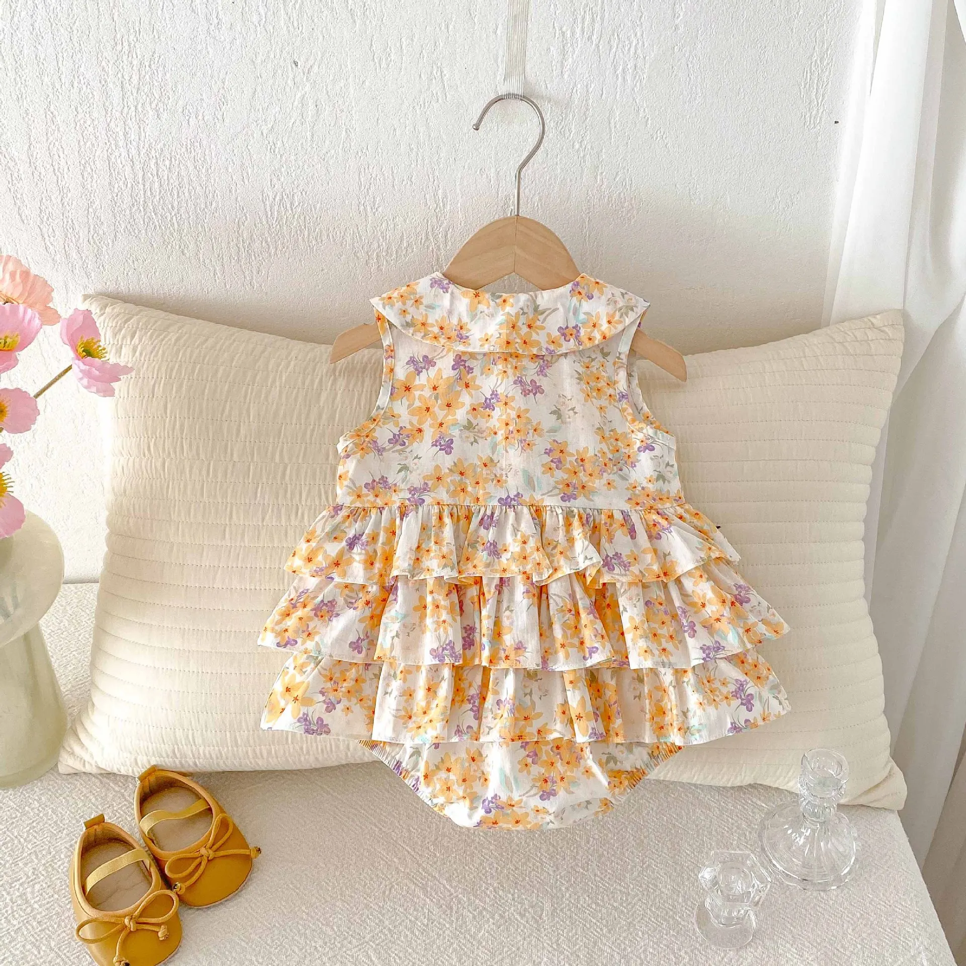 Cotton Baby Girls Summer Floral Bodysuit Dress