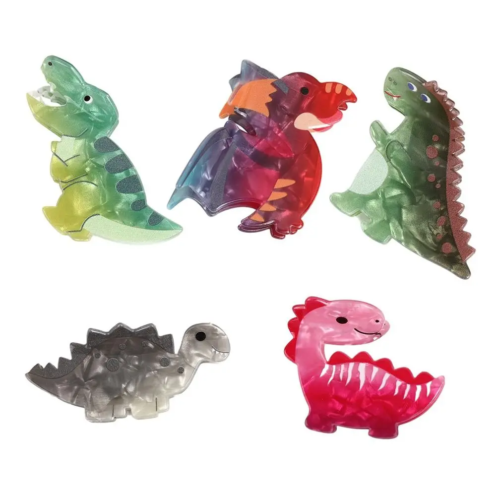 Stegosaur Dinosaur Hair Claw Bodocus Tyrannosaurus Rex Acrilico Animal Shark Clip Mid Size Ponytail Holder Cartoon Hair Clip