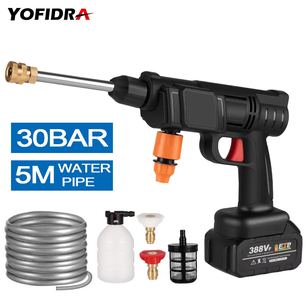 

30Bar Electric Water Gun Garden Irrigation Car Cleaning Handheld Cordless Cleaning Power Tool for Makita 18V Battery car wash