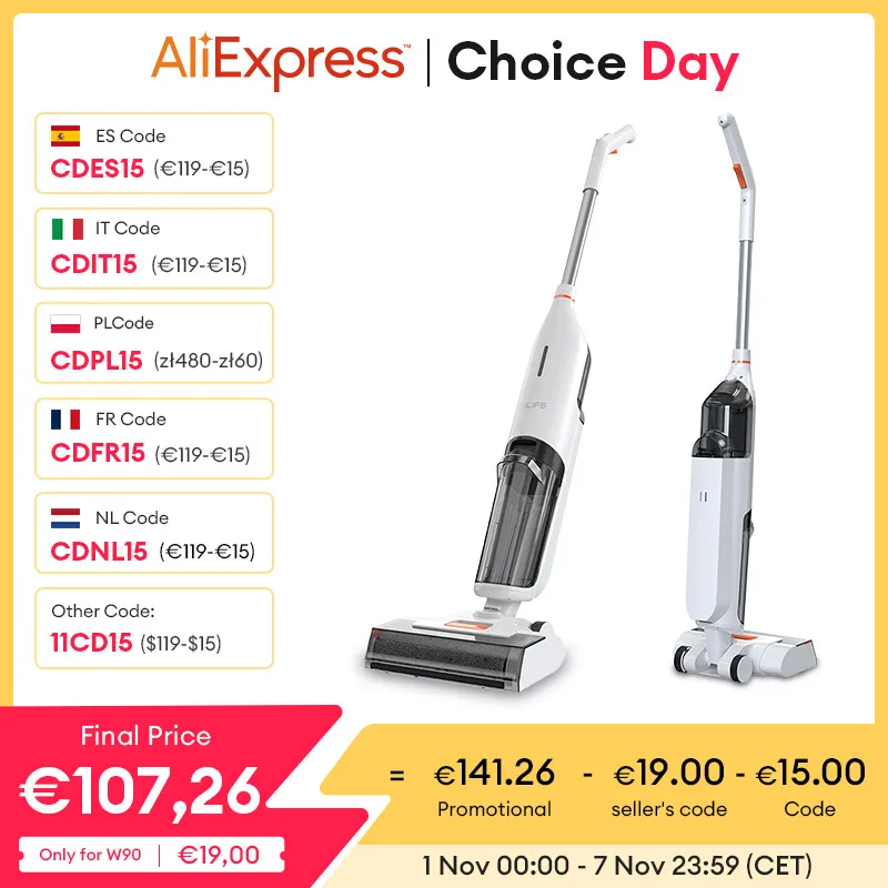 Odkurzacz na mokro i sucho ILIFE W90 z EU za $140.36 / ~570zł